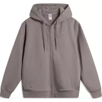 Li Ning China Color Series Solid Loose Hooded Zip Long Sleeve Sweatshirt Men Sweatshirt Tree-Gray Brown AWDU659-5 S