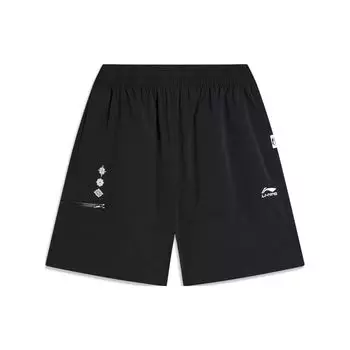 Li-Ning Китайская культурная серия с логотипом и принтом, свободные спортивные шорты, мужские штаны, черные AKST421-2 L