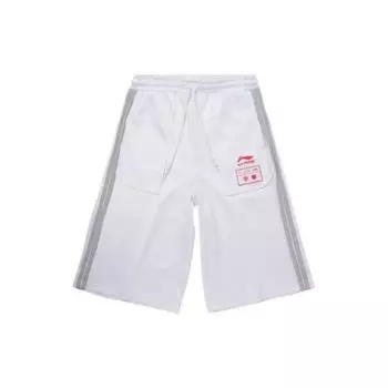 Li Ning China Series Logo Print Side Stripes Big Pocket Casual Shorts Women shorts White AKLQ186-2 M