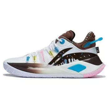 Li-Ning CJ-2 Donut Удобные амортизирующие легкие баскетбольные кроссовки с низким верхом, мужские кроссовки белого и коричневого цвета ABAS001-10 45