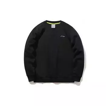 Li Ning Classic Crew Neck Loose Pullover Long Sleeve Sweatshirt Men sweatshirt Black AWDQ425-1 S