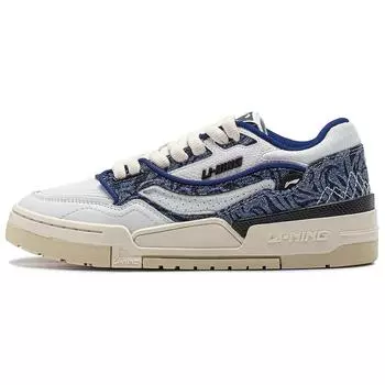 Li-Ning Classic Fashion Durable Non-Slip Low-Top Skate Shoes Women Sneakers White Blue AGCU036-2 36