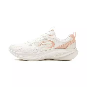 Li-Ning Cloud Lightweight V2 Simple Comfortable Shock Absorbing Breathable Low Top Casual Running Shoes Women sneaker Off-White Peach Pink ARSV110-1 35