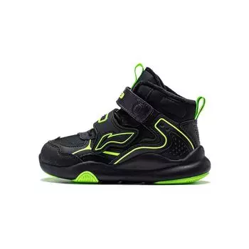 Li-Ning Cloud нескользящие отскоки легкие амортизирующие высокие кроссовки для отдыха на открытом воздухе детская обувь черный зеленый YKNT150-5 25