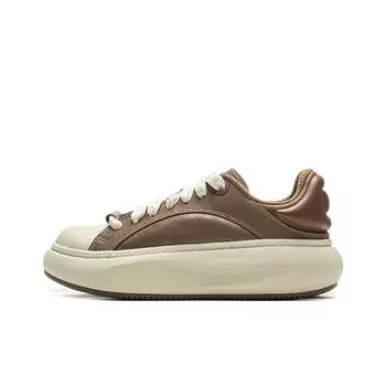Li Ning Cloud Travel C4D Модные Универсальные Нескользящие Прочные Низкие Повседневные Кроссовки Женские коричневые желтые AZGU052-4 35