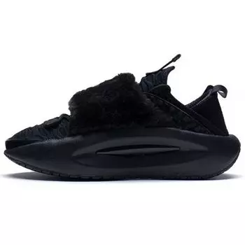 Li Ning Cloud Travel Fabric Leather Trendy Rebound Shock Absorbing Wear-Stick Low-Top Sports Casual Shoes Women sketches Black AZGS108-2 38