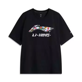 Li-Ning College Style Breathable Comfortable Versatile Round Neck Short Sleeve T-Shirt Men Tops Standard-Black ATSV701-1 S