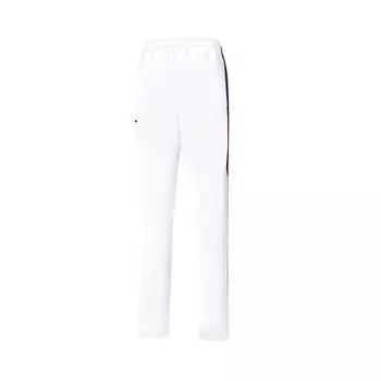 Li-Ning College Style Logo Print Striped Mid Waist Loose Straight Casual Pants Women bottoms Standard-White AKLTE56-3 XL