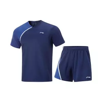 Li-Ning Color Block Comfortable Breathable Casual Sports Suit Men suit Blue AATV021-2 L