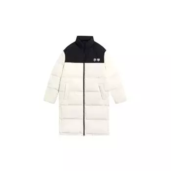 Li Ning Color Block Длинный стоячий воротник пуховик Мужская верхняя одежда Off-White AYMS319-1 XXL