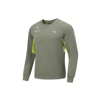 Li-Ning Толстовка-пуловер из флиса с цветными блоками, мужские толстовки, разноцветные, дымчато-зеленые AWDU063-3 M