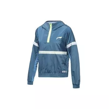 Li Ning Color Block Half Zip Sports Hoodie Women Jackets Blue AFDR004-1 XS