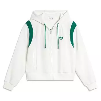Li-Ning Color Block Hooded Drawstring Casual Jacket Women Jackets Off-White AWDU602-1 L
