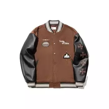 Li Ning Color Block Letter Single Button Innovative Cotton Jacket Men Jacket Brown Black AJMT065-1 L