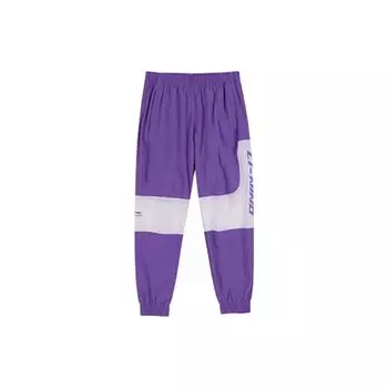 Li Ning Color Block Letter свободный крой сращиваемые быстросохнущие дышащие повседневные спортивные брюки мужские брюки фиолетовые AYKQ185-4 XL