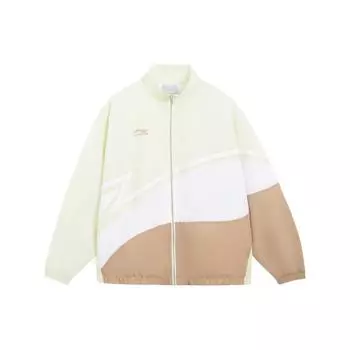 Li-Ning Color Block Logo свободный крой куртка с воротником-стойкой унисекс куртка цвета слоновой кости AJDQ036-9 L