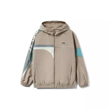 Li-Ning Color Block Loose Fit Hooded Sports Jacket Men Jackets Silver Brown AFDR405-3 M