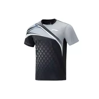 Li-Ning Color Block Outdoor Casual Sports Crew Neck Pullover Short Sleeve T-Shirt Men Tops Black AAYU033-1 M