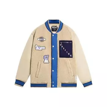 Li Ning Color Block Patch Pocket Detail Singleboard V Neck Neck Jacket Men Jackets AFDSA73-1 XXL