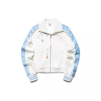 Li Ning Color Block Pattern Printed Polo Knit Jacket Women Jackets Off-White AFDT592-1 L