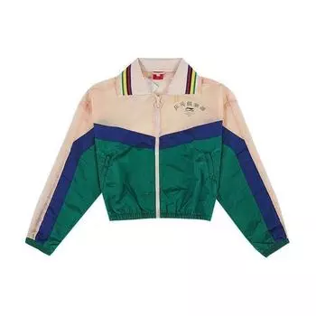 Li Ning Color Block Polo Collar Loose Casual Jacket Women Jacket Orange-Pink Green-Pepper AJDQ028-2 M