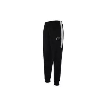 Li Ning Color Block средней посадки удобные дышащие универсальные трикотажные спортивные брюки для бега мужские низы черного цвета YKLT115-1 M