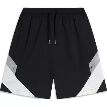 Li Ning Color Block средней талии шнурок удобные дышащие свободные прямые спортивные шорты мужские шорты черные AKSU227-1 M