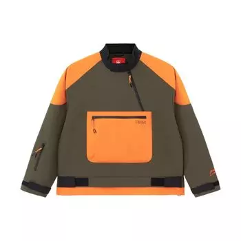 Li Ning Color Block свободная повседневная спортивная куртка мужская куртка темно-оливково-зеленого цвета AFDS231-2 S