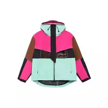 Li Ning Color Block свободная повседневная спортивная куртка с капюшоном мужская куртка розовая AFDS249-1 L