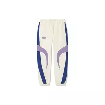 Li Ning Color Block свободные трикотажные спортивные брюки средней талии унисекс плавки кремово-белые AYKU147-2 XL