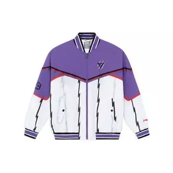 Li-Ning Color Block свободный крой молния теплая хлопковая куртка мужская куртка ультрафиолетовый AJDR545-2 M
