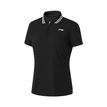 Li Ning Color Block Удобная дышащая повседневная рубашка поло с коротким рукавом для женщин, топы черного цвета APLU160-3 S