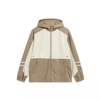 Li Ning Color Block водонепроницаемая свободная спортивная куртка мужская куртка Fog-хаки светло-каштановый-коричневый AFDT637-3 L