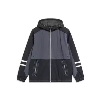 Li-Ning Color Block водонепроницаемая свободная спортивная ветровка мужская верхняя одежда холодный песок черный AFDT637-2 XL