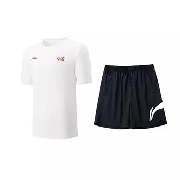 Li-Ning Comfortable Breathable Casual Sports Suit With Printed Chinese Characters And Letters Unisex suit AHSVE27-2+YKSV197-2 L