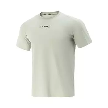 Li-Ning Comfortable Breathable Versatile Round Neck Letter Short Sleeve T-Shirt Men Tops Mineral-Gray ATSV389-12 L