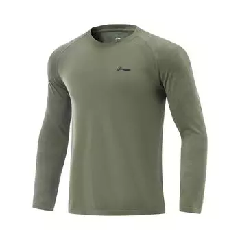 Li-Ning Comfortable Breathable Versatile Slim Fit Long Sleeve T-Shirt Men Tops Tea-Green ATLV047-2 L