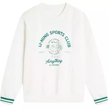 Li-Ning Comfortable Casual Letter Sweatshirt Women tops Off-White AWDU598-1 S