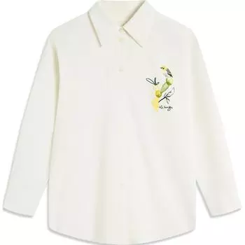 Li-Ning Comfortable Casual Loose Polo Long Sleeve Shirt Women shirts Off-White ASHU090-3 XS