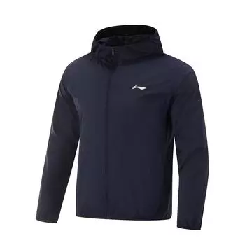 Li-Ning Comfortable Casual Minimalist Hooded Zipper Solid Color Versatile Jacket Men Jackets Ink-Blue AFDV261-15 M