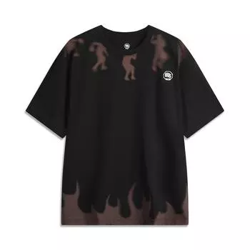 Li-Ning Comfortable Casual Moisture-Wicking Round Neck Pullover Letter Loose Short Sleeve T-Shirt Men Tops Black AHSU827-3 L