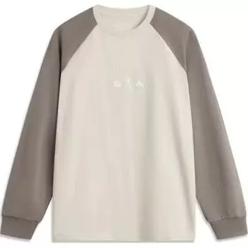 Li-Ning Comfortable Casual Simple Color Block Long Sleeve T-Shirt Women Tops Khaki AHSU732-1 S