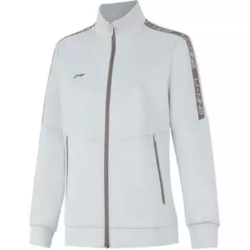 Li-Ning Comfortable Casual Simple Letter Print Stand Collar Zipper Cardigan Sweatshirt Women sweatshirt Water-Droplet-Gray AWDUA80-6 S