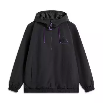 Li-Ning Comfortable Casual Simple Loose Zipper Hooded Letter Windbreaker Jacket Men jackets Black AFDV773-4 XL