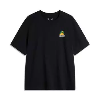 Li-Ning Comfortable Casual Simple Round Neck Versatile Pullover Short Sleeve T-Shirt Men Tops Black AHSU637-1 L