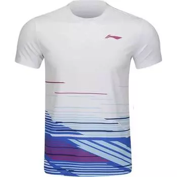 Li-Ning Comfortable Casual Simple Round Neck Pullover Short Sleeve Badminton Shirt Unisex Tops Standard-White AAYV049-2 L