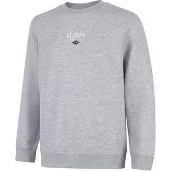 Li-Ning Comfortable Casual Simple Round Neck Pullover Sweatshirt Men Sweatshirt Gray AWDU711-2 XL