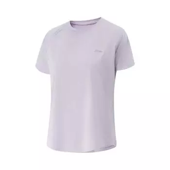 Li-Ning Comfortable Casual Simple Versatile Round Neck Pullover Short Sleeve T-Shirt Women Tops Sea-Salt-Purple ATSV594-6 S