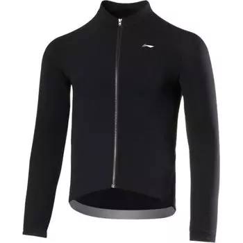 Li-Ning Comfortable Casual Simple Zipper Warm Slim Fit Long Sleeve Cycling Jersey Men jersey Black LCUY095-1 L