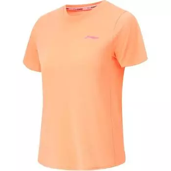 Li-Ning Comfortable Casual Solid Color Breathable Round Neck Pullover Short Sleeve T-Shirt Women Tops Candy-Orange ATSU006-4 S